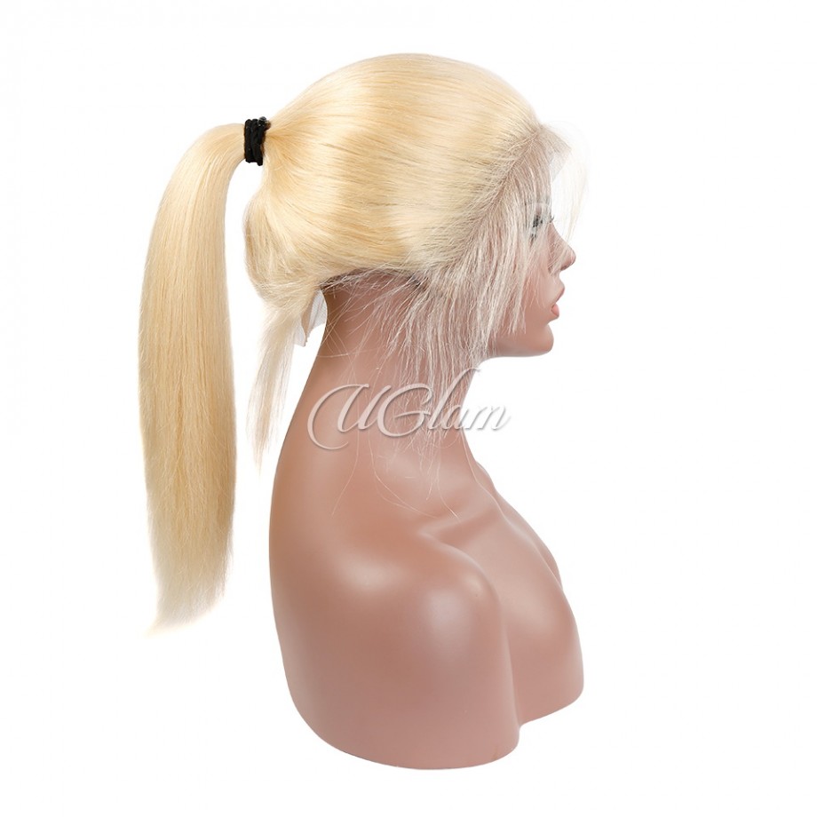 Virgin 13X4 Lace Front #613 Blonde Color Straight Human Hair Wigs 150% Density