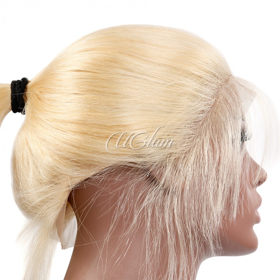 Virgin 13X4 Lace Front #613 Blonde Color Straight Human Hair Wigs 150% Density