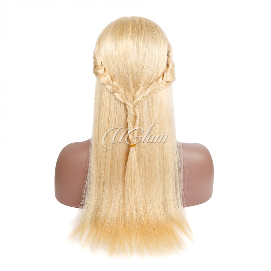 Virgin 13X4 Lace Front #613 Blonde Color Straight Human Hair Wigs 150% Density