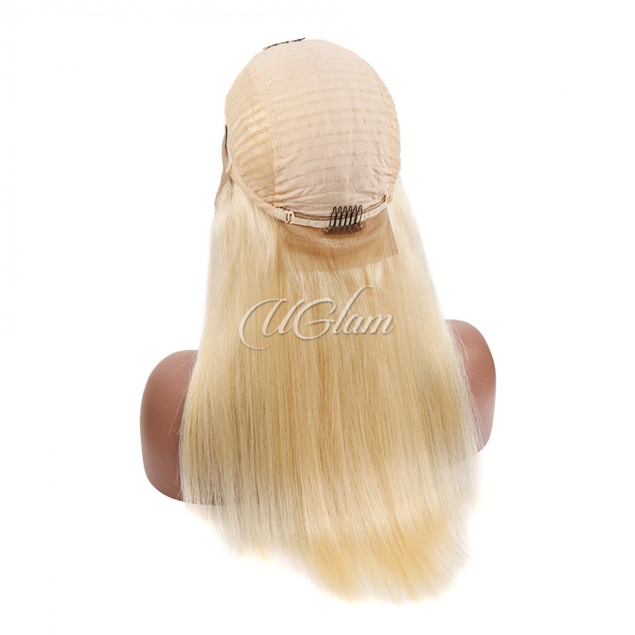 Virgin 13X4 Lace Front #613 Blonde Color Straight Human Hair Wigs 150% Density