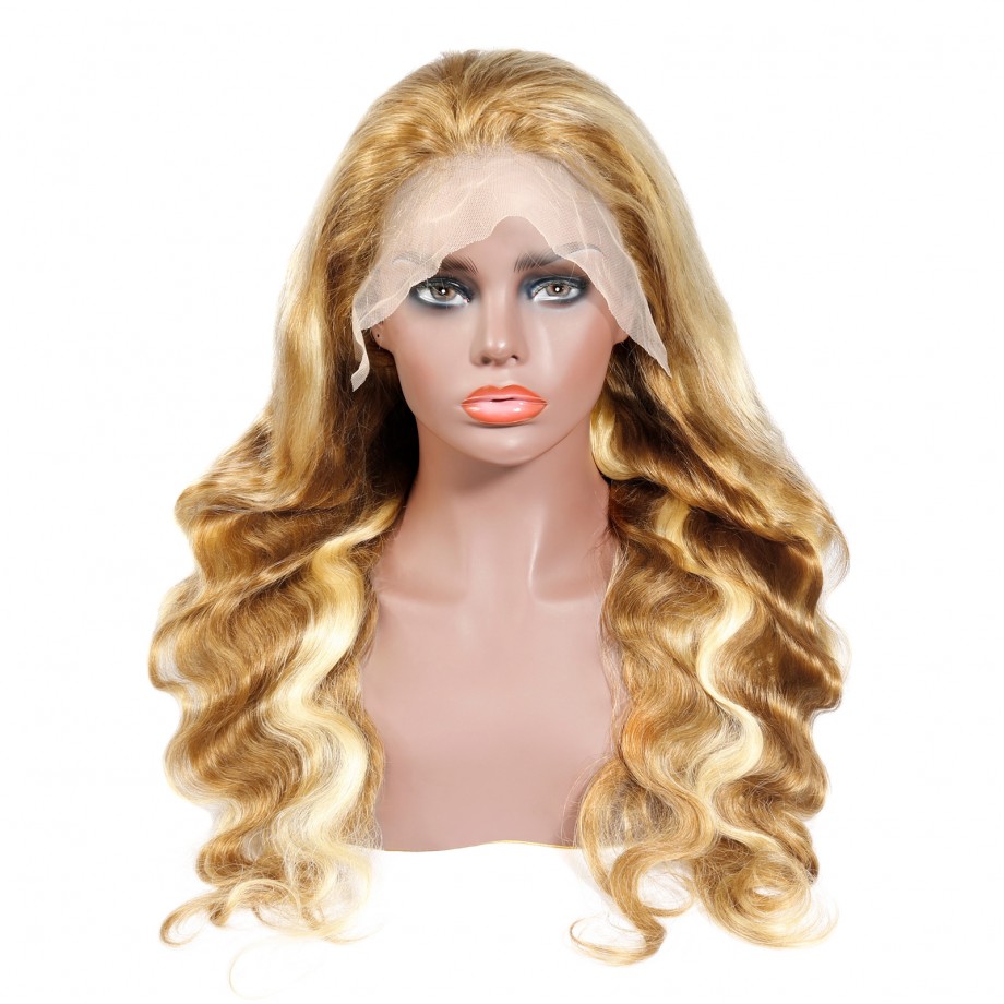 Uglam 13X4 Lace Front Wigs 30/613 Blonde Color Body Wave 