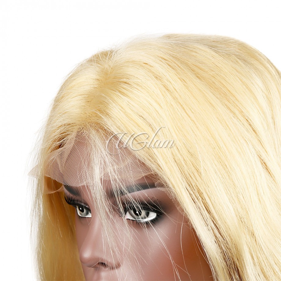 Uglam 13X4 Lace Front Wigs 613 Blonde Color Body Wave 150% Density