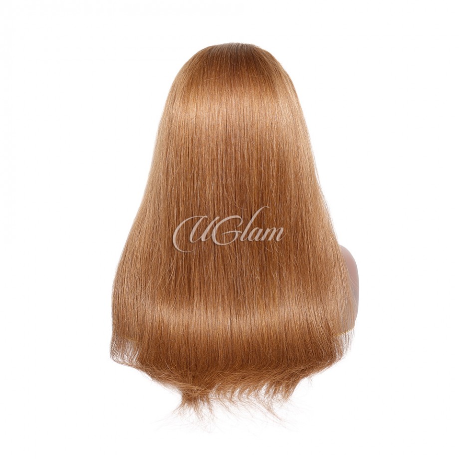 Human Hair 13x4 Transparent Lace Front #8 Color Straight Wigs
