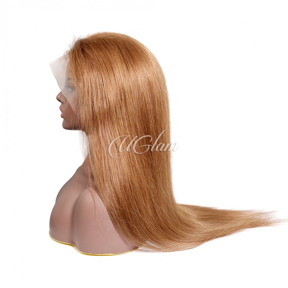 Human Hair 13x4 Transparent Lace Front #8 Color Straight Wigs