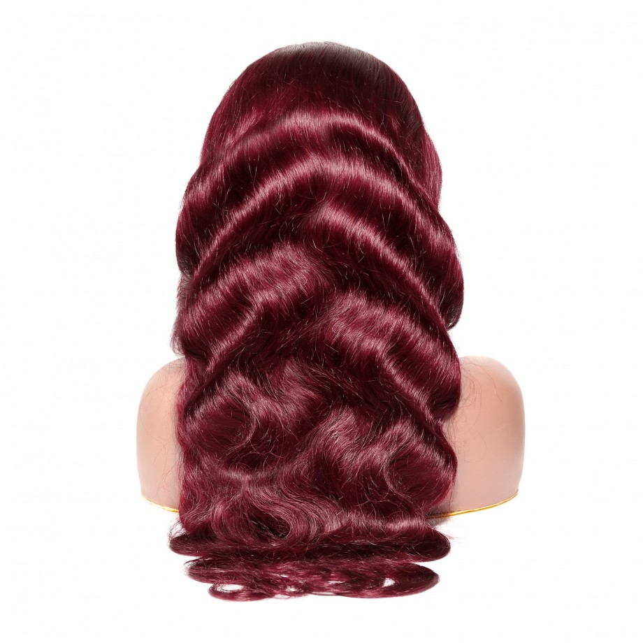 Uglam 13x4 Lace Front Wigs 99j Color Body Wave Hair