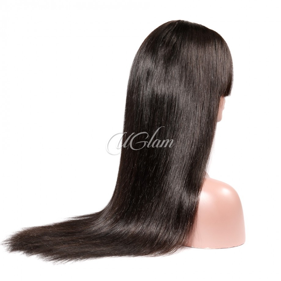 Uglam Machine Made Wigs Straight With Bangs