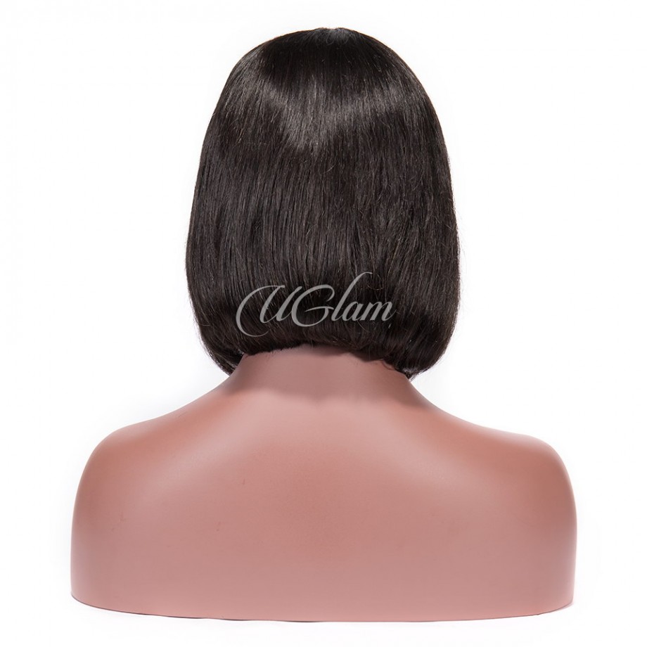 Uglam Bob Transparent Lace Front Wigs With Bangs