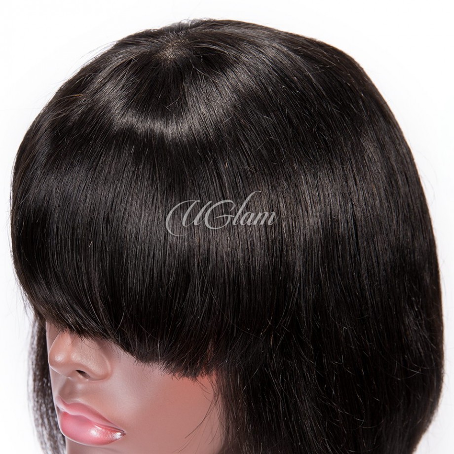 Uglam Bob Transparent Lace Front Wigs With Bangs