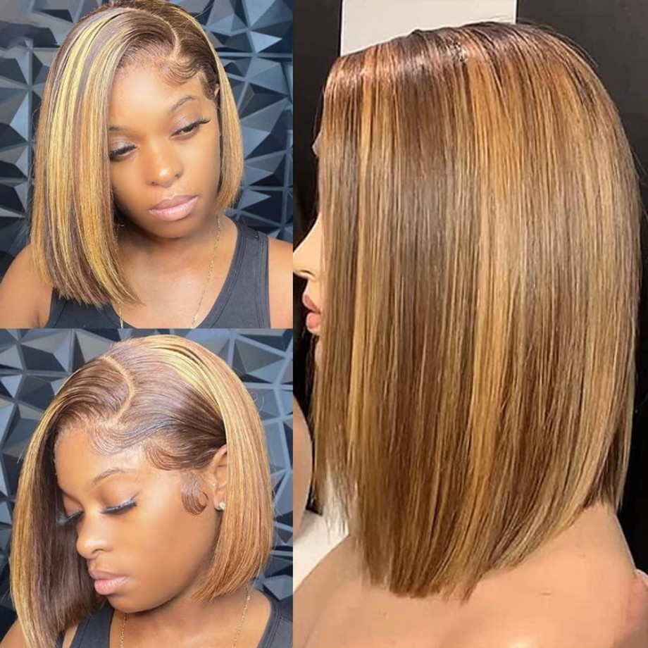 Uglam 2x6 SDD Bone Straight Colored Transparent Lace Closure Bob Wigs