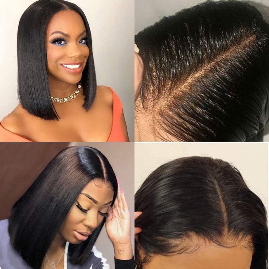 Uglam 2x6 SDD Bone Straight Colored Transparent Lace Closure Bob Wigs