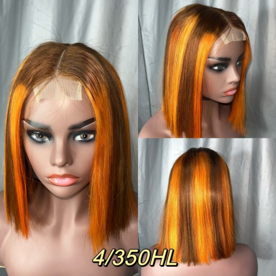 Uglam 2x6 SDD Bone Straight Colored Transparent Lace Closure Bob Wigs