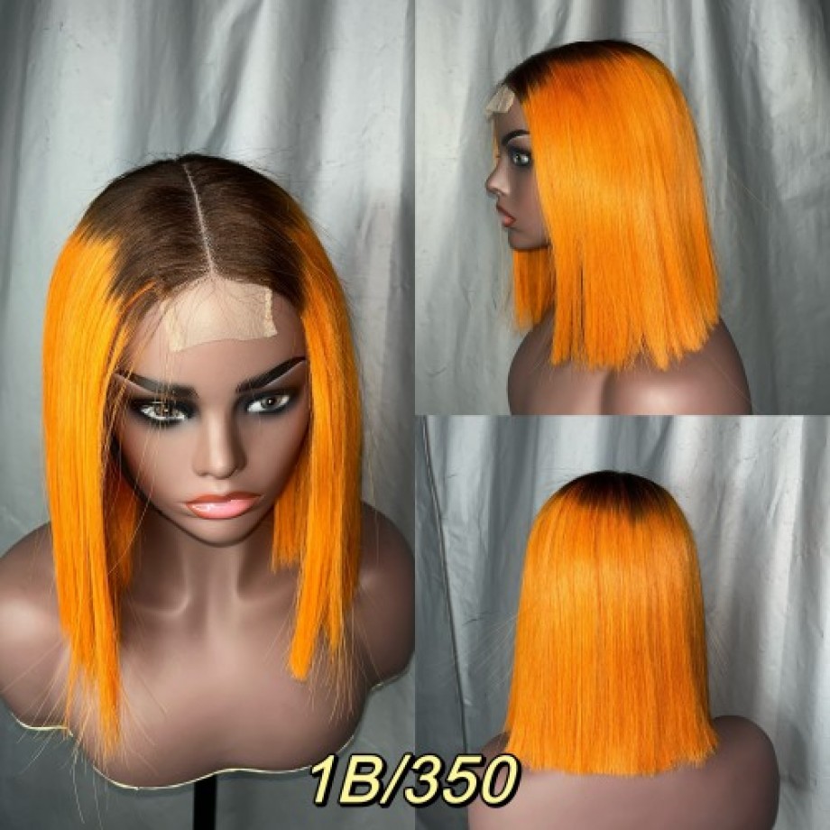 Uglam 2x6 SDD Bone Straight Colored Transparent Lace Closure Bob Wigs