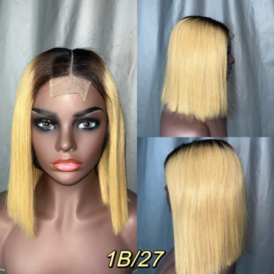 Uglam 2x6 SDD Bone Straight Colored Transparent Lace Closure Bob Wigs