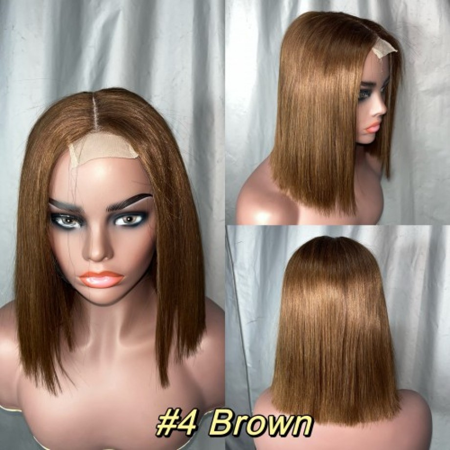 Uglam 2x6 SDD Bone Straight Colored Transparent Lace Closure Bob Wigs