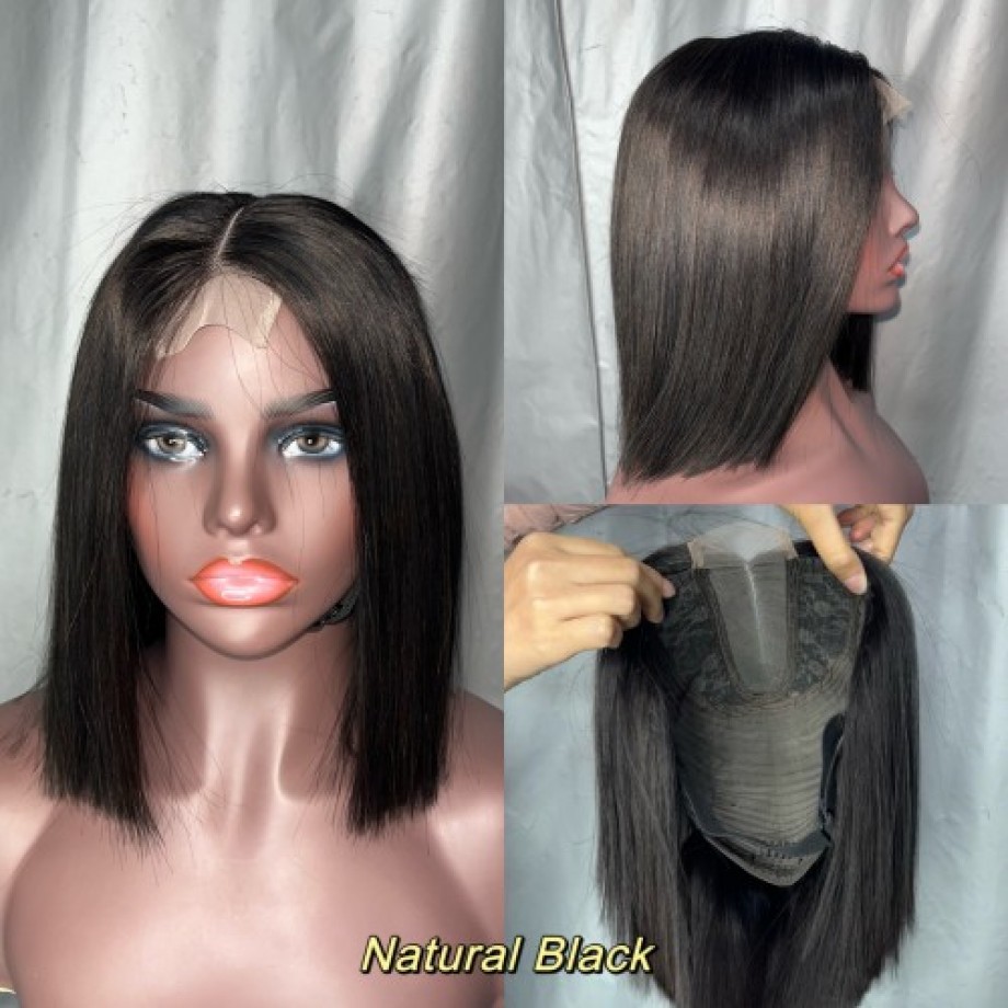 Uglam 2x6 SDD Bone Straight Colored Transparent Lace Closure Bob Wigs