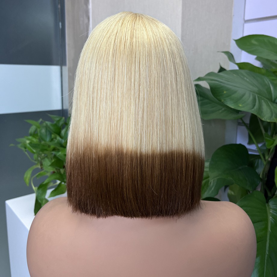 Uglam 2x6 Straight #613/4 Transparent Lace Closure Bob Wigs