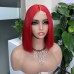 Uglam 2x6 Straight red Transparent Lace Closure Bob Wigs