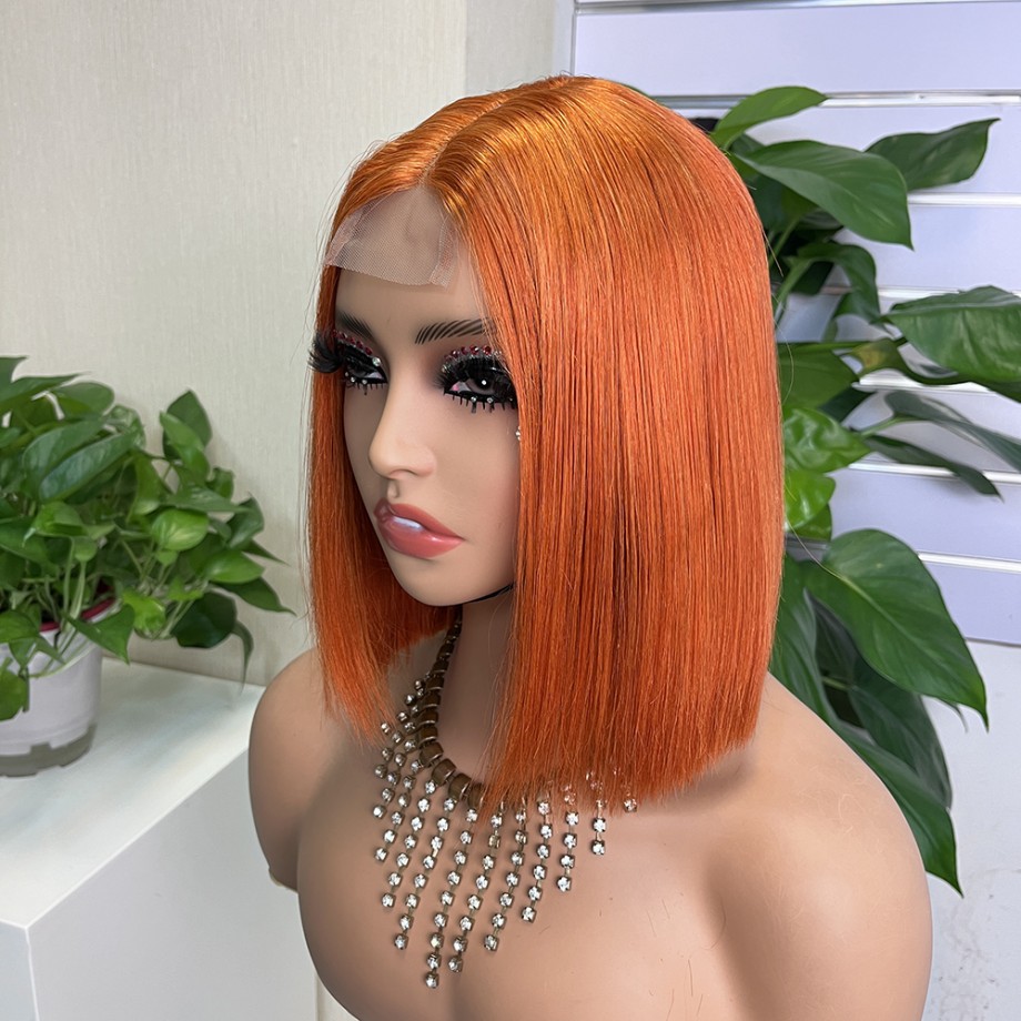 Uglam 2x6 Straight #33 reddish brown Transparent Lace Closure Bob Wigs