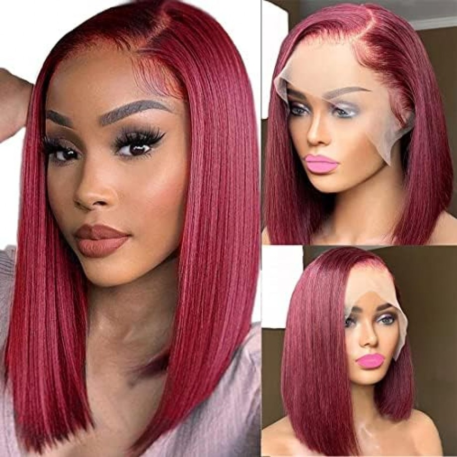 Uglam 13x4 Color Straight Transparent Lace Front Bob Wigs