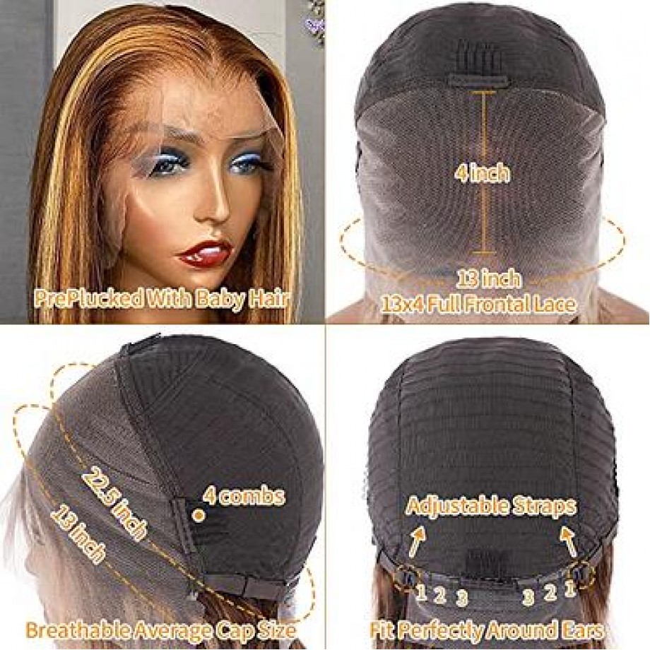 Uglam 13x4 Color Straight Transparent Lace Front Bob Wigs