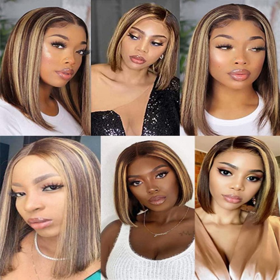 Uglam 13x4 Color Straight Transparent Lace Front Bob Wigs