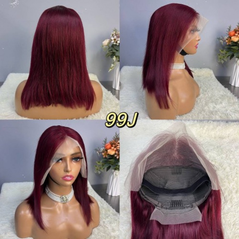 Uglam 13x4 Color Straight Transparent Lace Front Bob Wigs