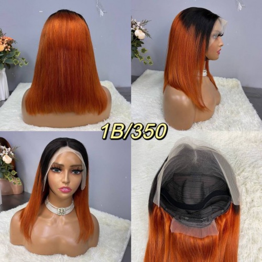 Uglam 13x4 Color Straight Transparent Lace Front Bob Wigs