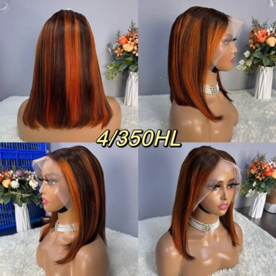 Uglam 13x4 Color Straight Transparent Lace Front Bob Wigs