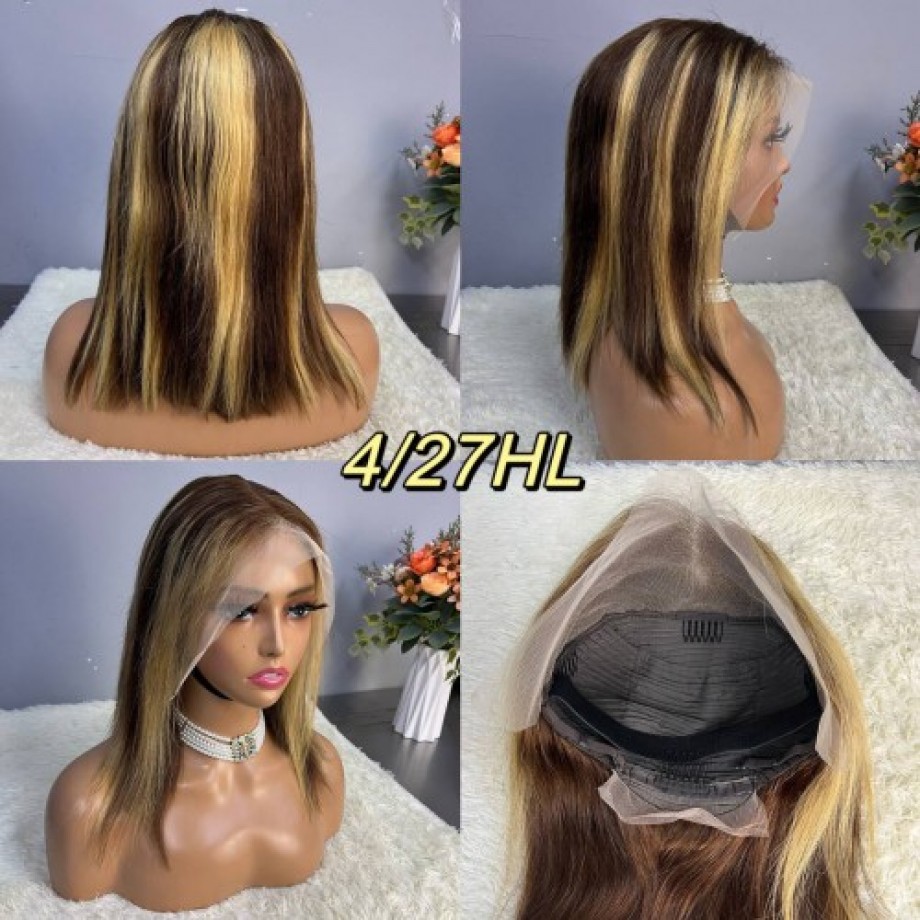 Uglam 13x4 Color Straight Transparent Lace Front Bob Wigs