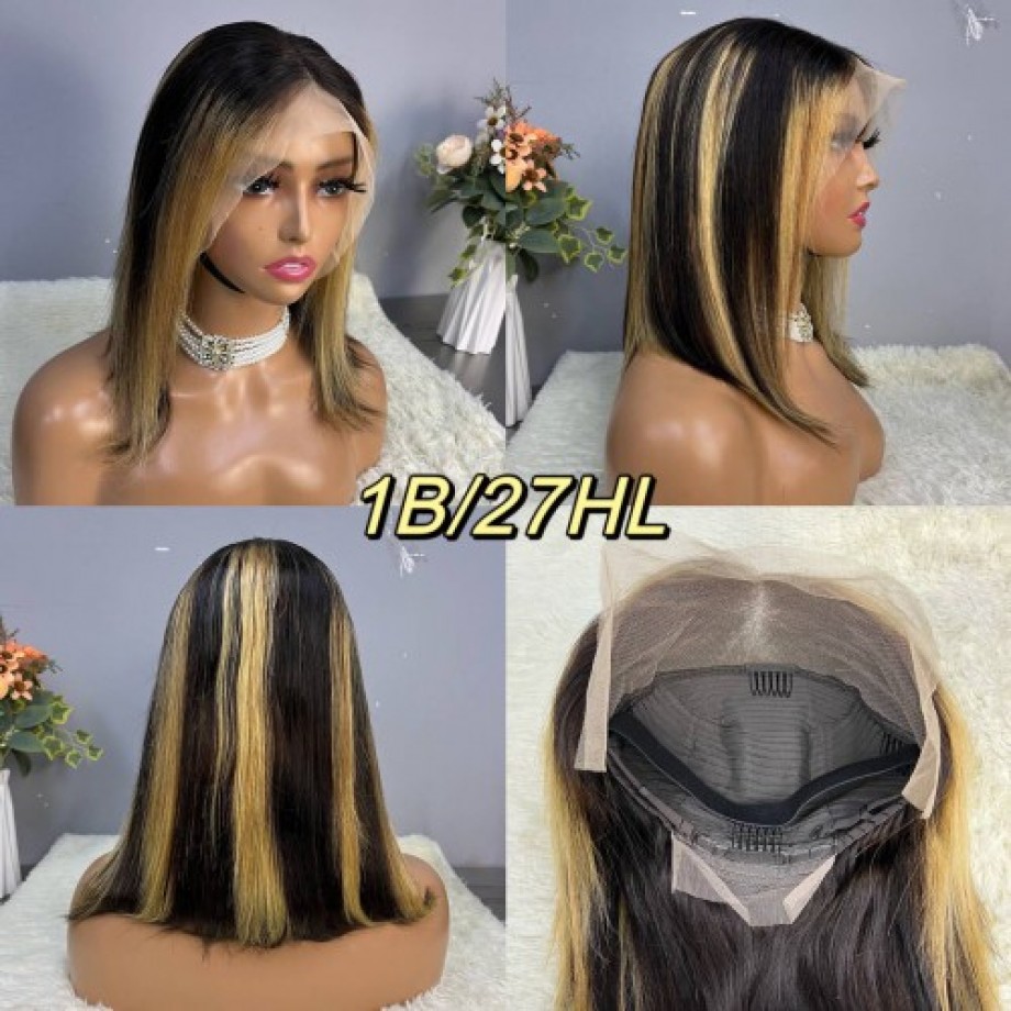 Uglam 13x4 Color Straight Transparent Lace Front Bob Wigs