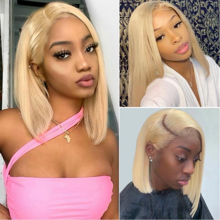 Uglam 13x4 Color Straight Transparent Lace Front Bob Wigs