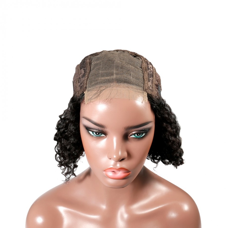 Uglam Bob Closure Wig 250% Density Deep Wave Virgin Hair