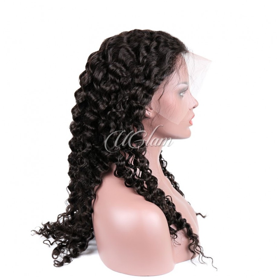 Uglam Transparent Full Lace Wigs Deep Wave