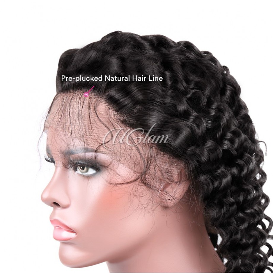 Uglam Transparent Full Lace Wigs Deep Wave