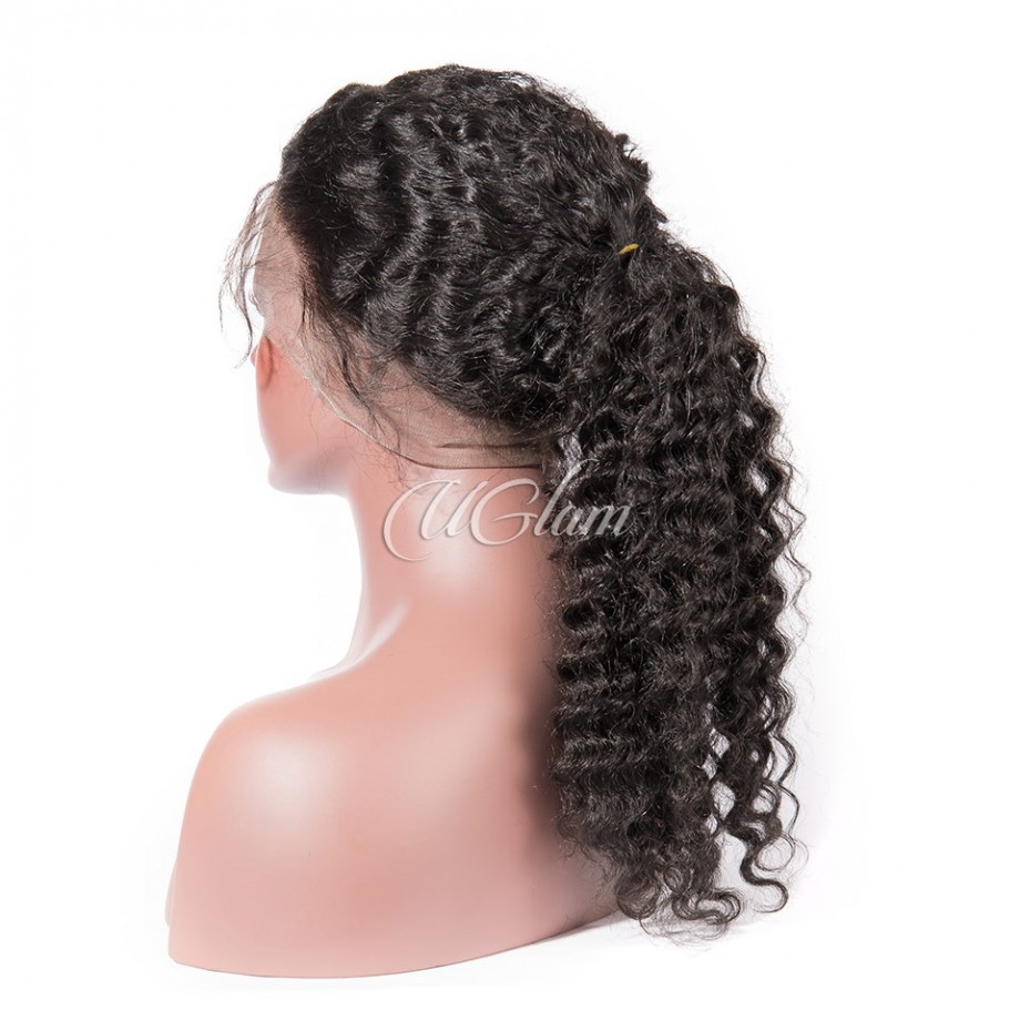 Uglam Transparent Full Lace Wigs Deep Wave