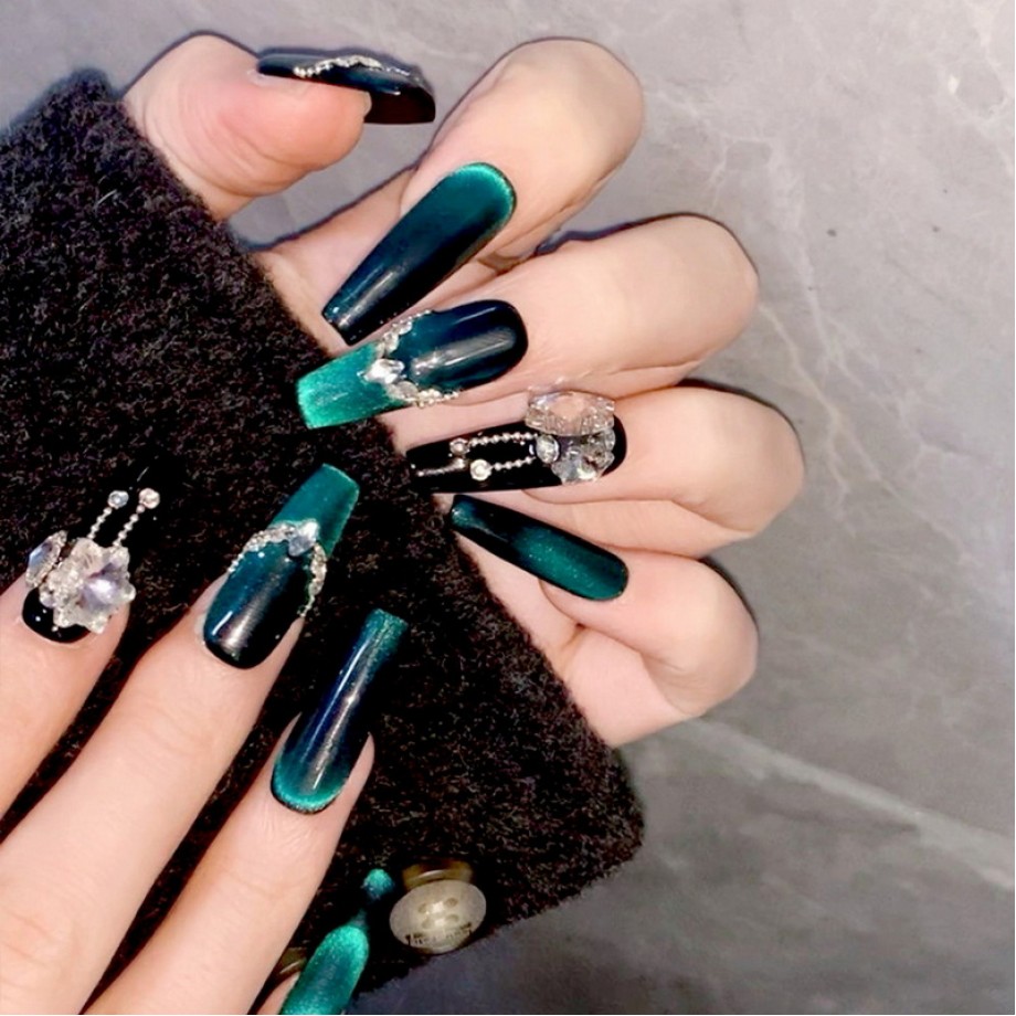 Uglam 10 packs of cat eye diamonds and unique beautiful manicure nail designs for charming ladies