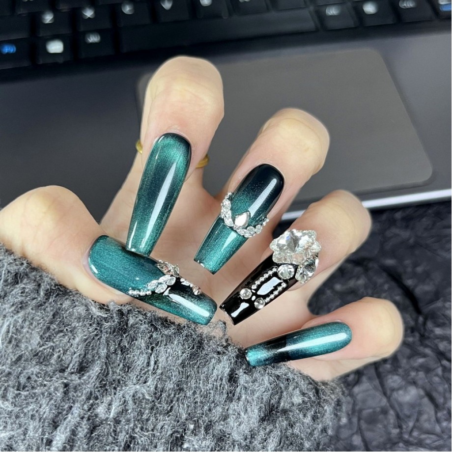 Uglam 10 packs of cat eye diamonds and unique beautiful manicure nail designs for charming ladies