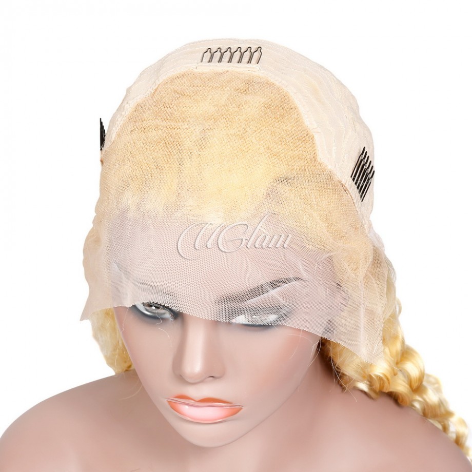 Uglam Lace Front Wigs 613 Honey Blonde Color Deep Wave Wig
