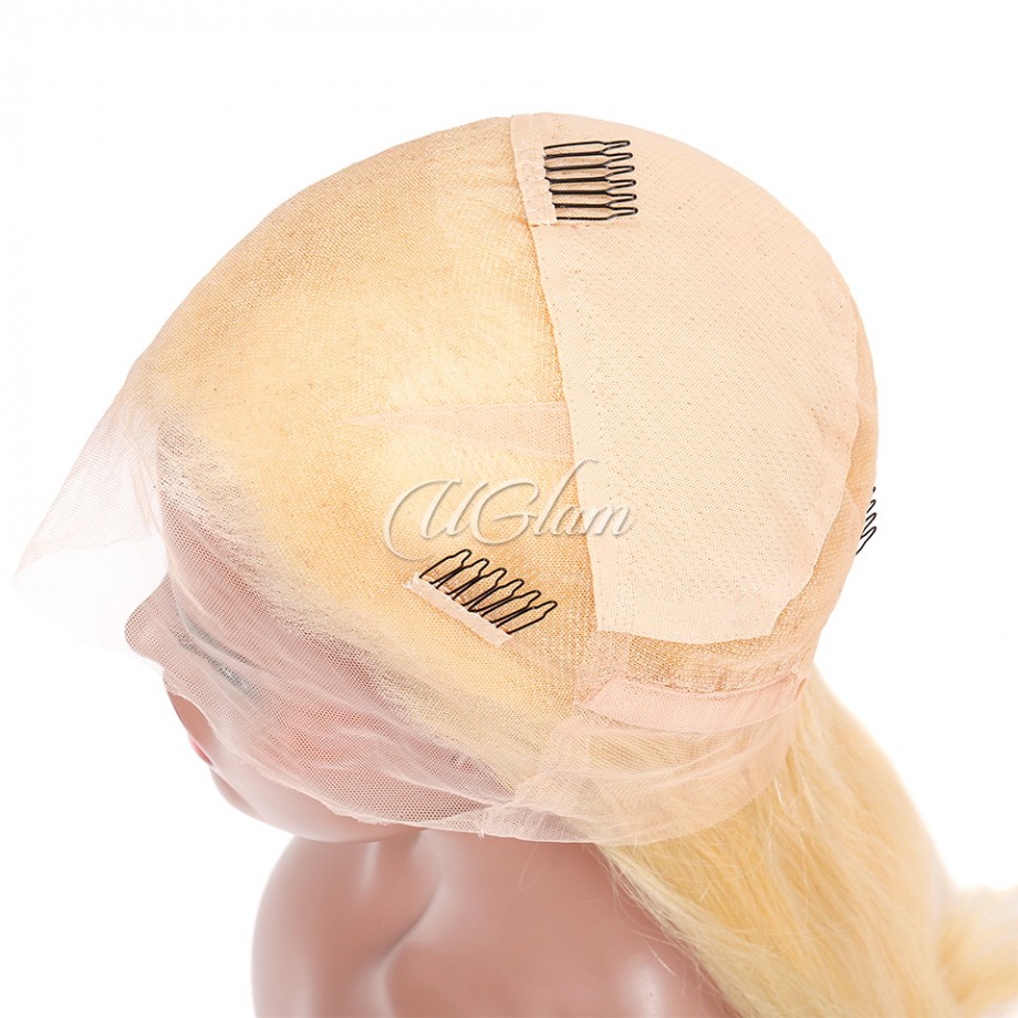 Uglam Transparent Full Lace Wigs 613 Honey Blonde Color Body Wave