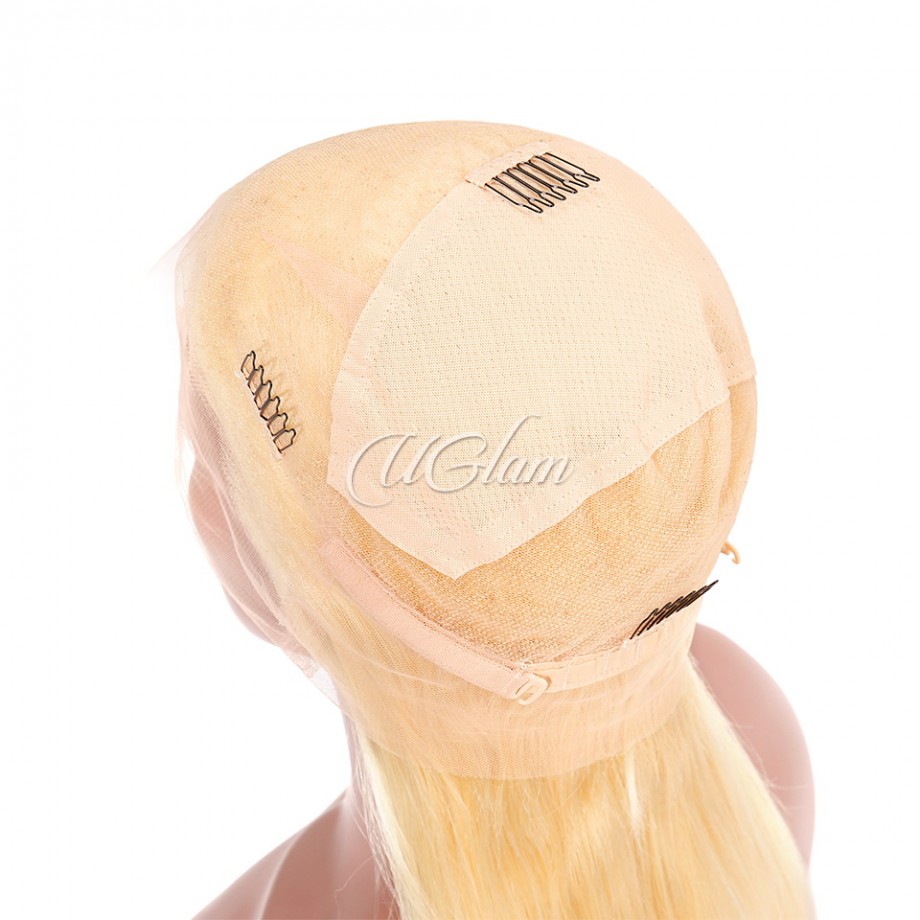 Uglam Transparent Full Lace Wigs 613 Honey Blonde Color Body Wave