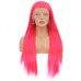 Uglam Full Lace Wigs Rose Red Color Straight Hair