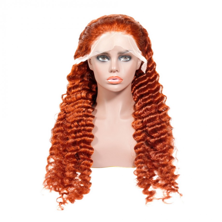 Uglam 13X4 Lace Front Orange Ginger Wig Color Body Wave&Straight Wig&Deep Wave&Water Wave