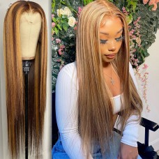 Uglam 4X4 Closure Wig Piano Color Highlight #4/27 Straight