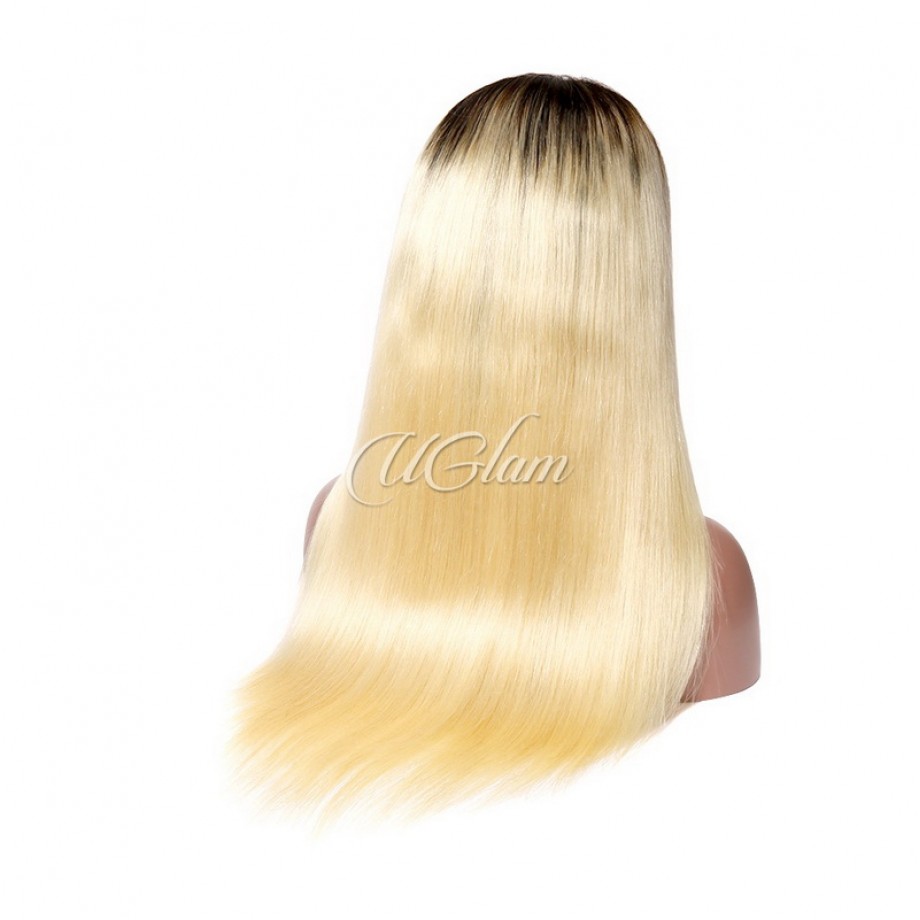 Uglam Lace Front Wigs 1B/613 Blonde Color Straight 150% Density