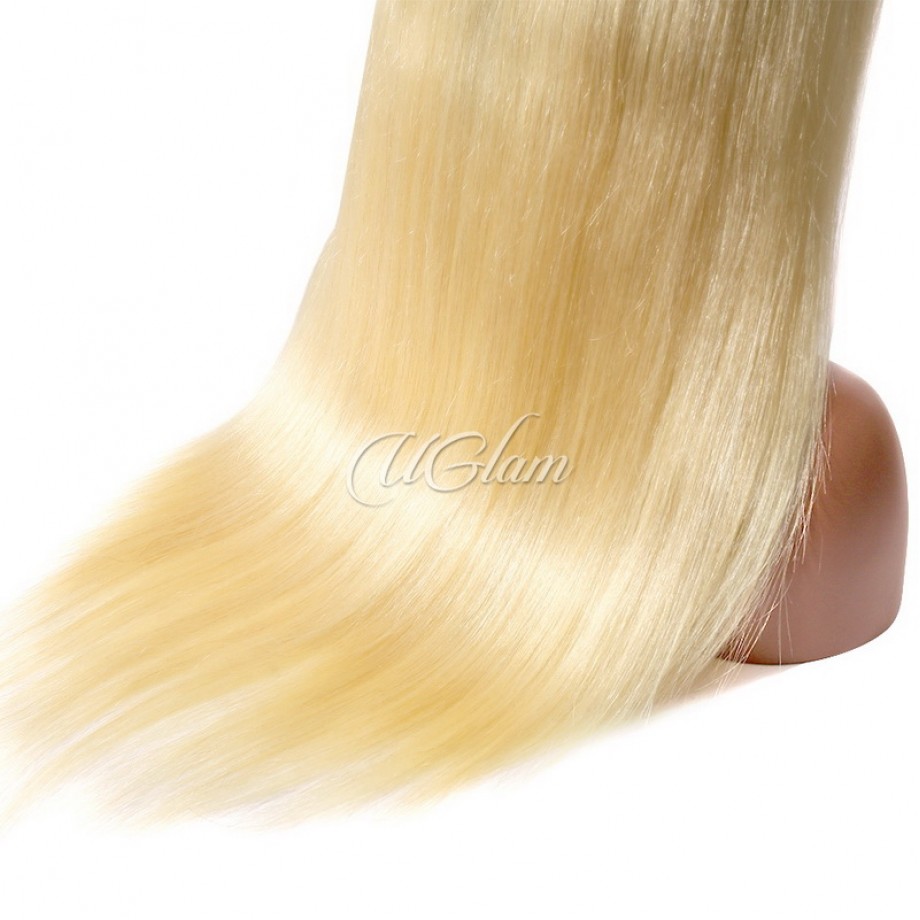 Uglam Lace Front Wigs 1B/613 Blonde Color Straight 150% Density