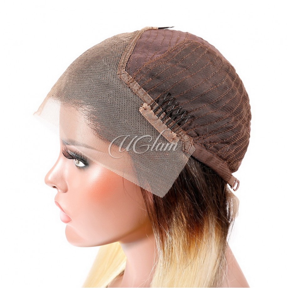 Uglam Lace Front Wigs 1B/613 Blonde Color Straight 150% Density