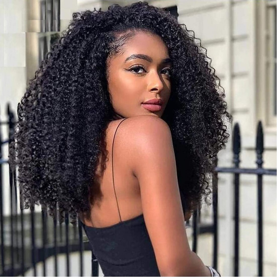 Uglam 13X4 Lace Front Afro Kinky Curl Wig Human Hair