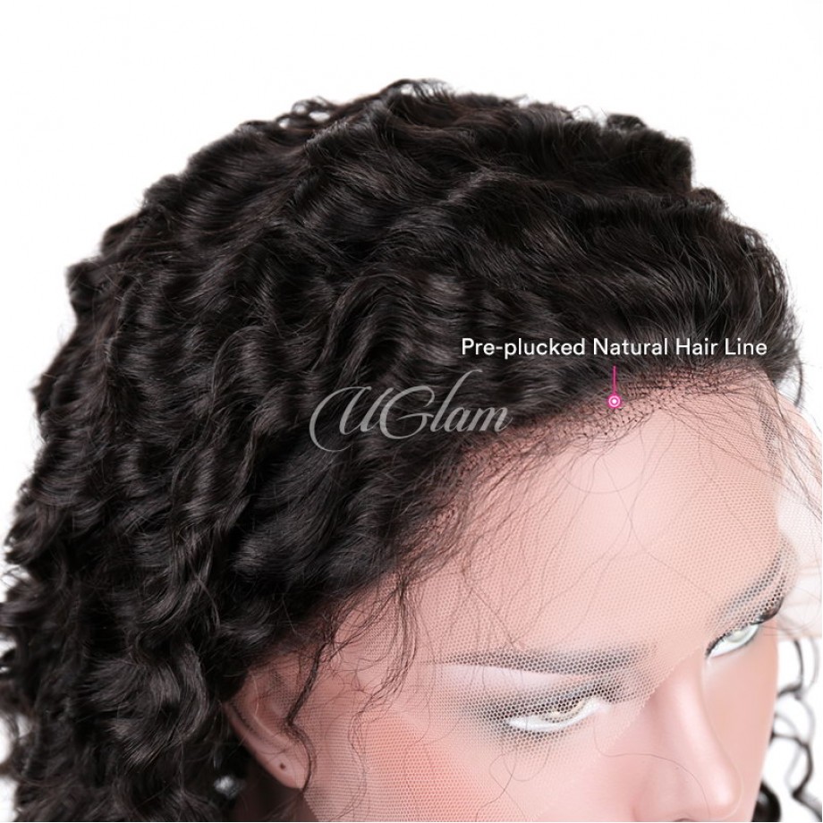 Virgin Human Hair 13X4 Lace Front Deep Wave Wig 180% Density
