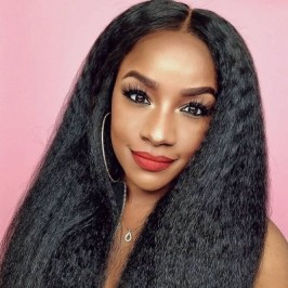 Uglam 13X4 Lace Front Wigs Kinky Straight 150%  Density