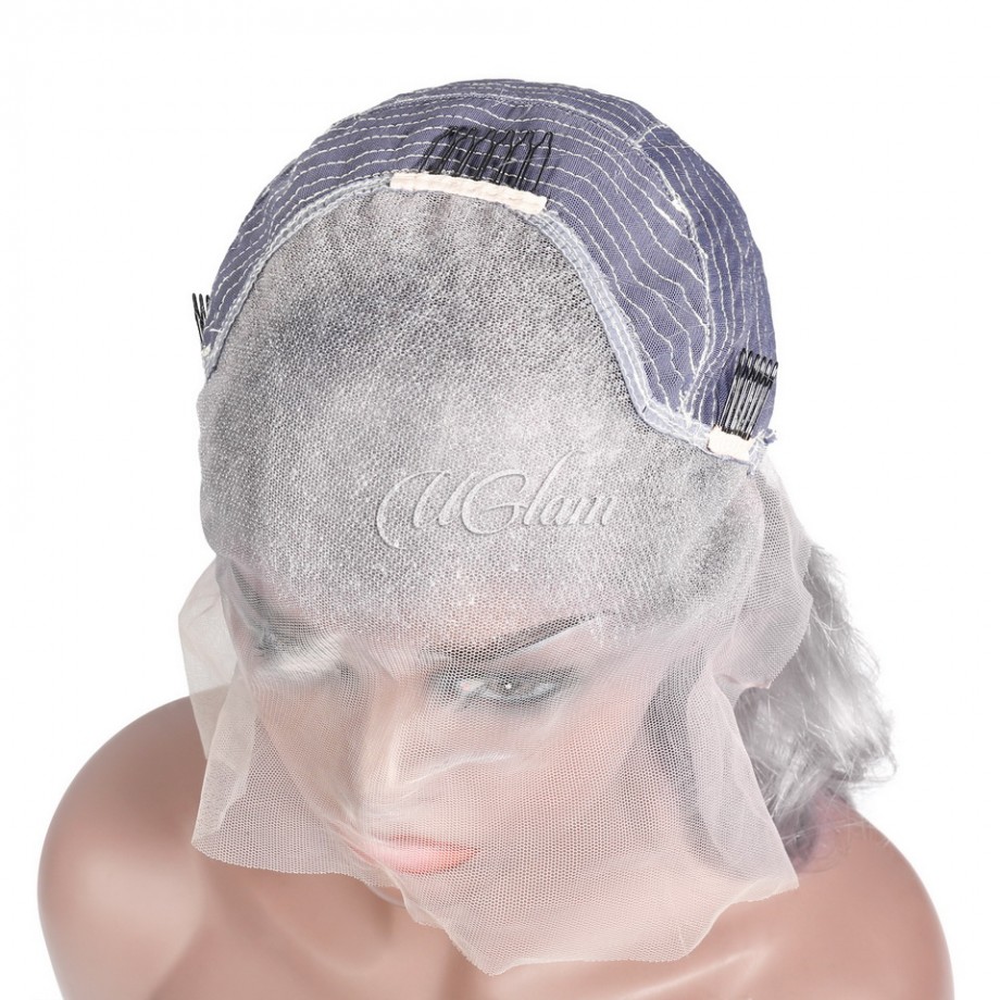 Uglam Sliver Grey Color 13x4 Lace Front Wig Body Wave Humanhair